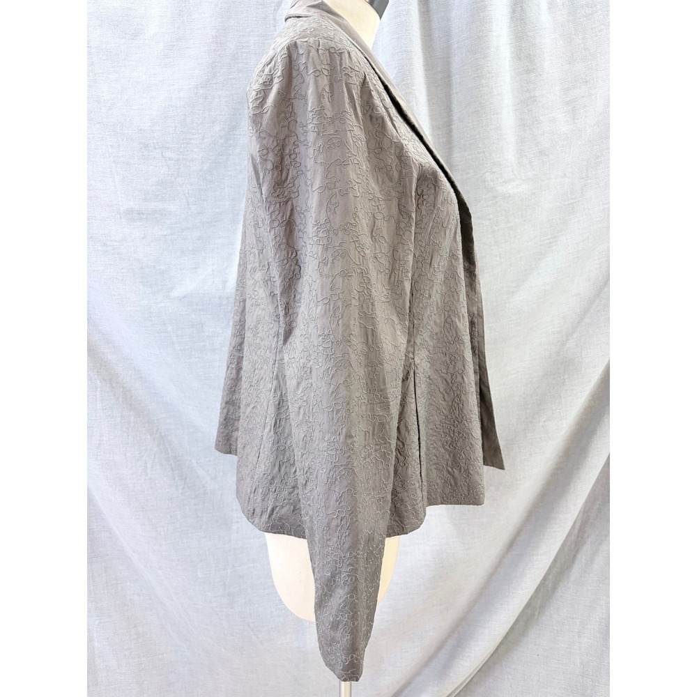 Eileen Fisher Luxury 100% Silk Embroidered Floral Open Front Blazer Jacket M - Picture 6 of 10